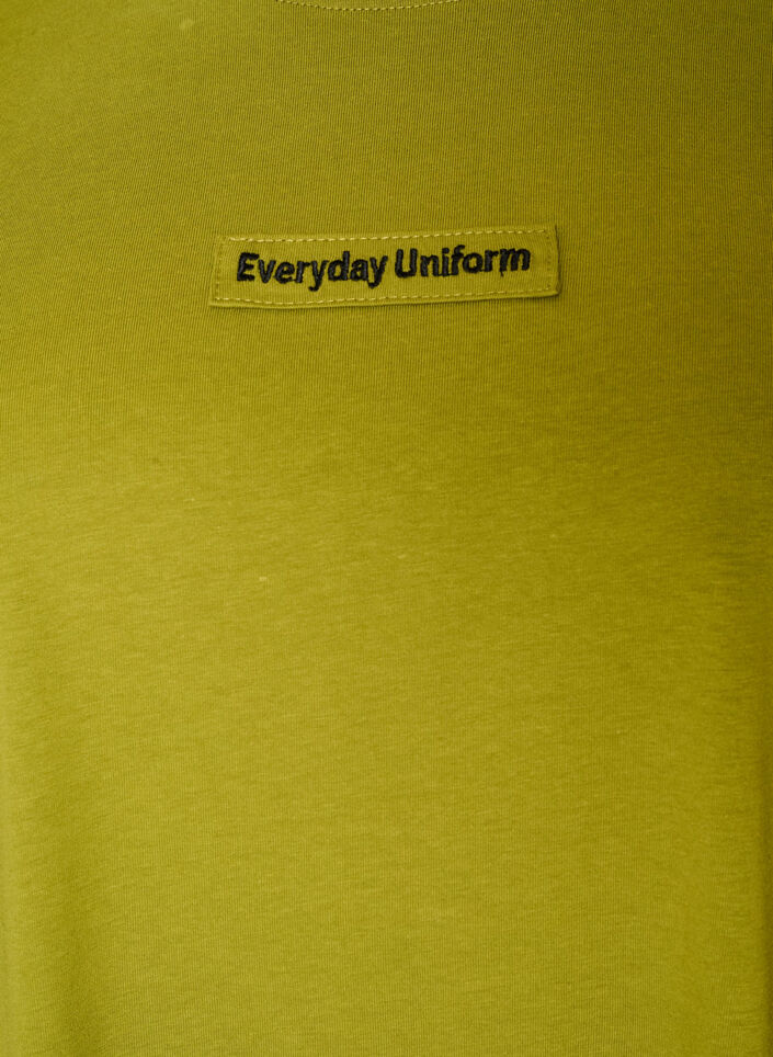 T-Shirt aus Baumwolle mit Text-Badge, Gr&uuml;n, Packshot image number 2