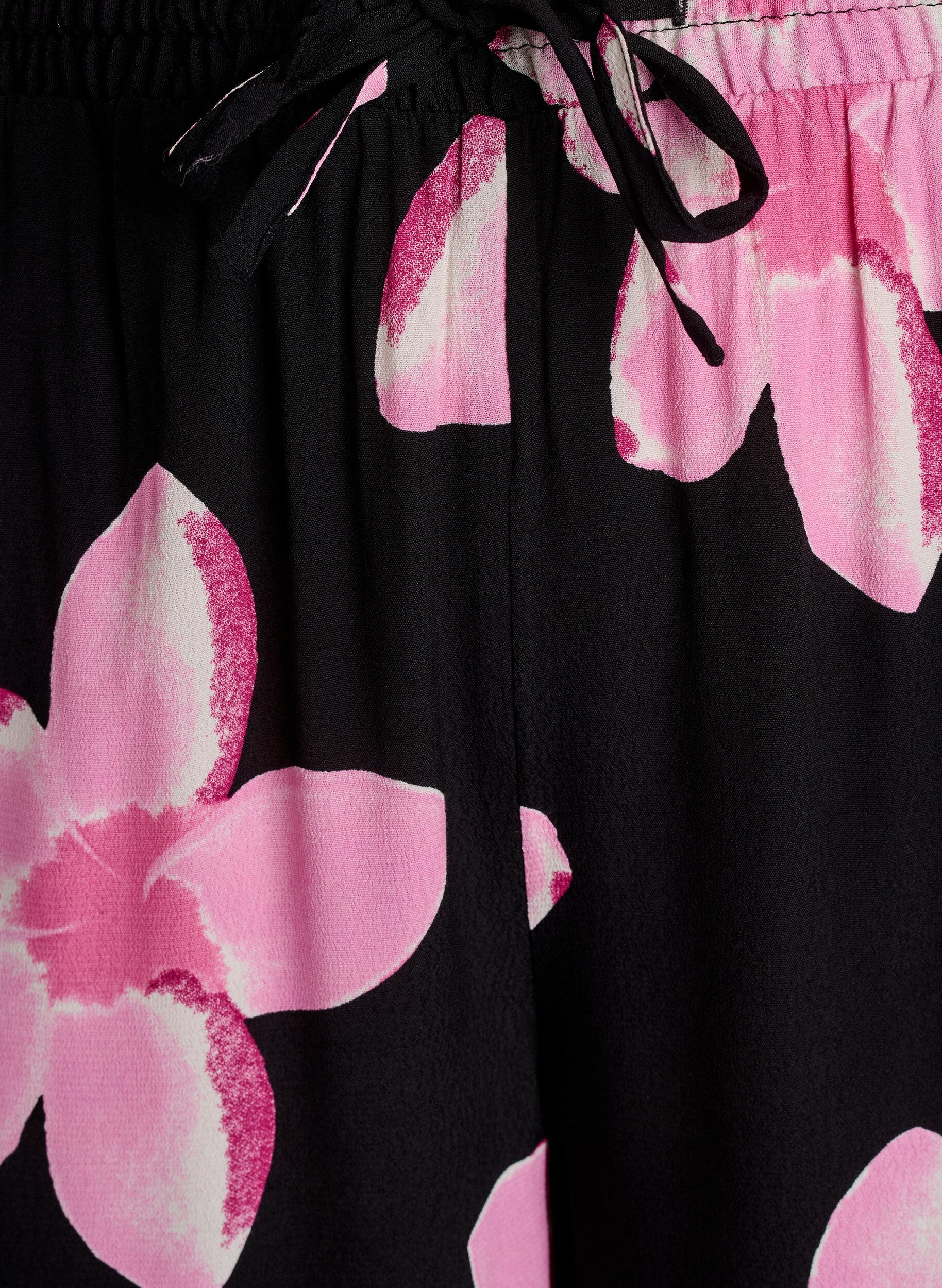 Zizzi Lockere Viskosehose mit Print, Schwarz, Packshot image number 2