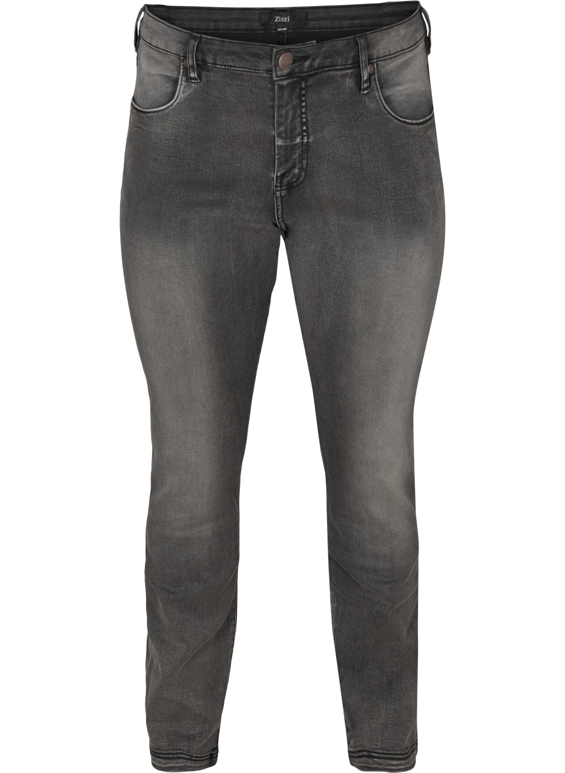 Zizzi Slim Fit Emily Jeans mit normaler Taillenh&ouml;he, Grau, Packshot image number 0