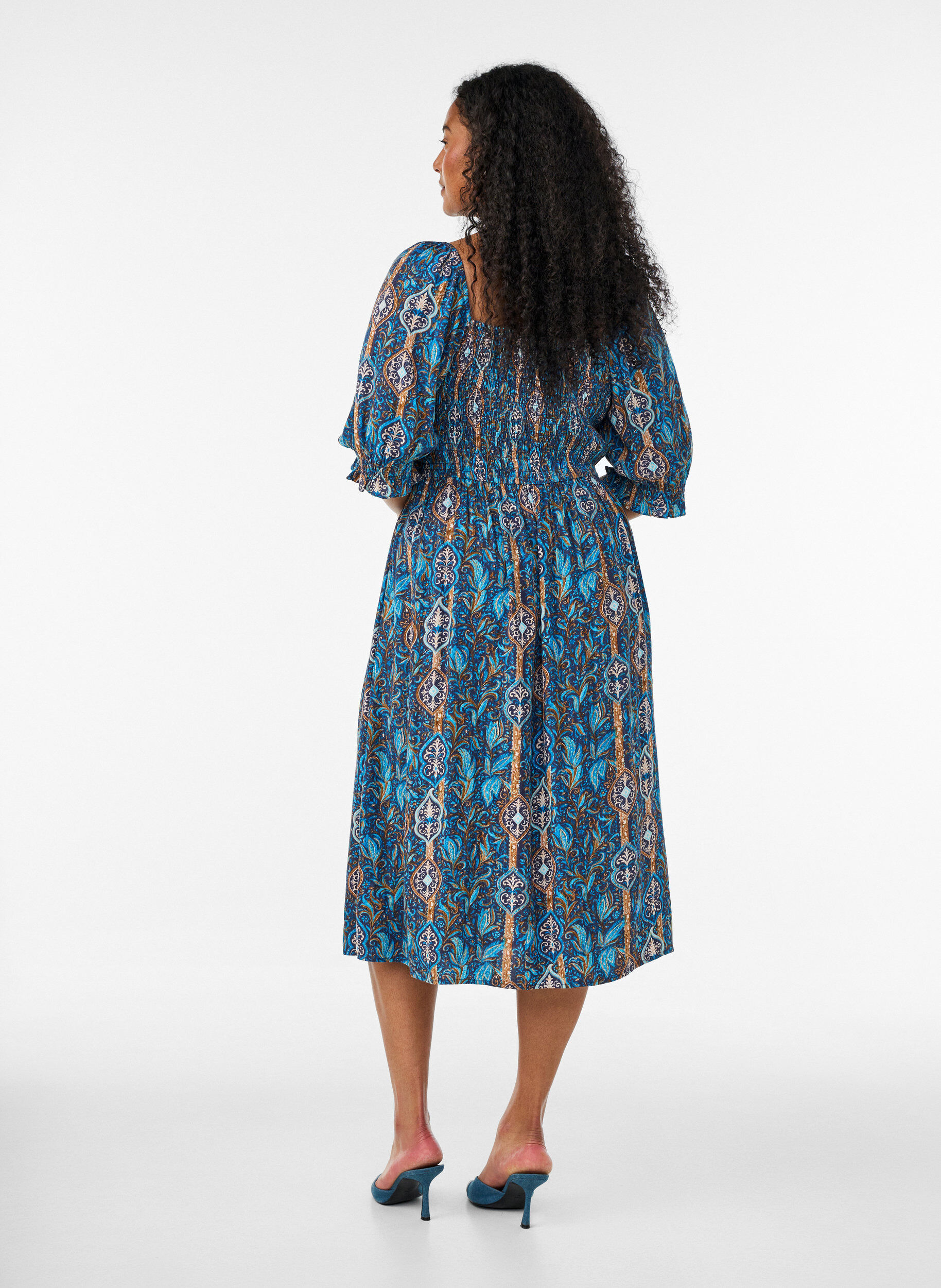 ZizziSommerkleid aus Viskose mit Paisleymuster, Blau, Model image number 1