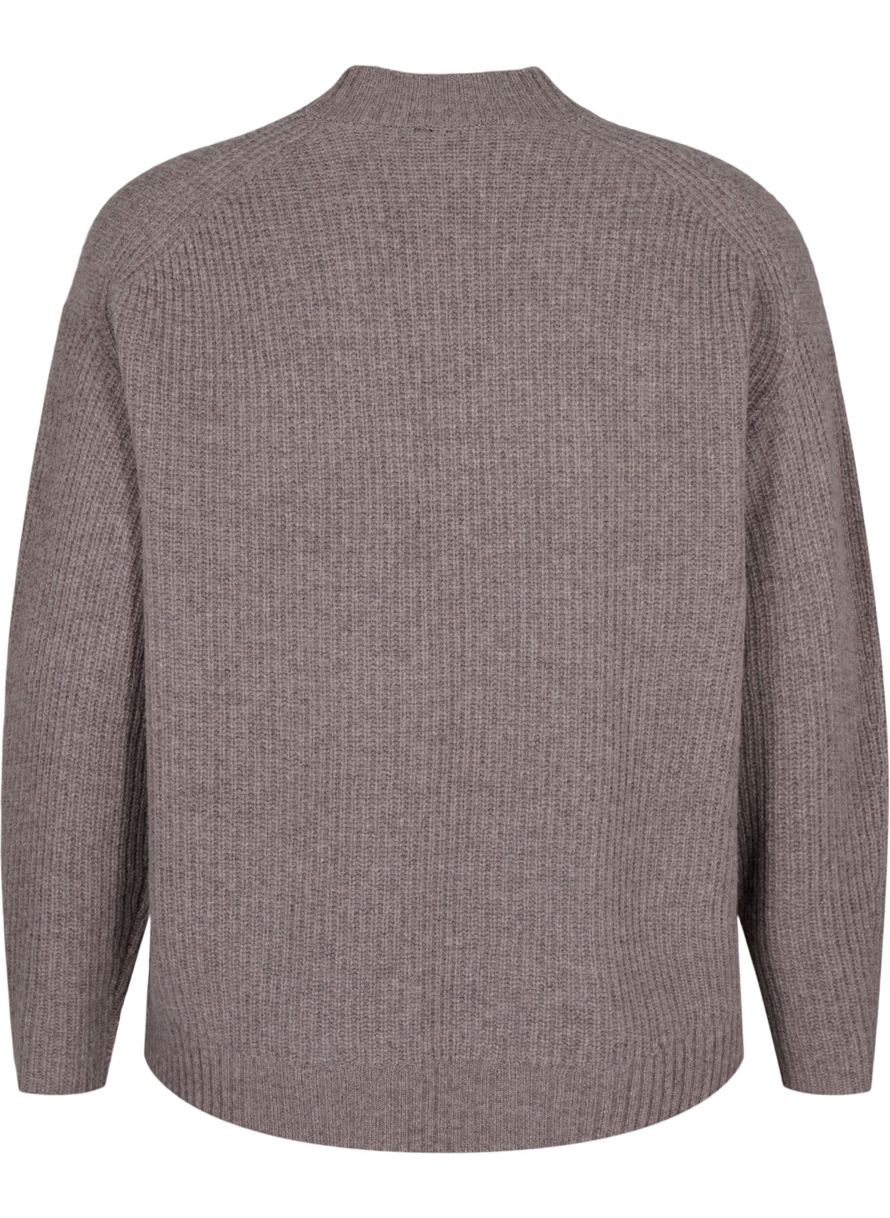 Zizzi Lockerer Strickpullover aus Merinowolle, Desert Taupe Mel., Packshot image number 1