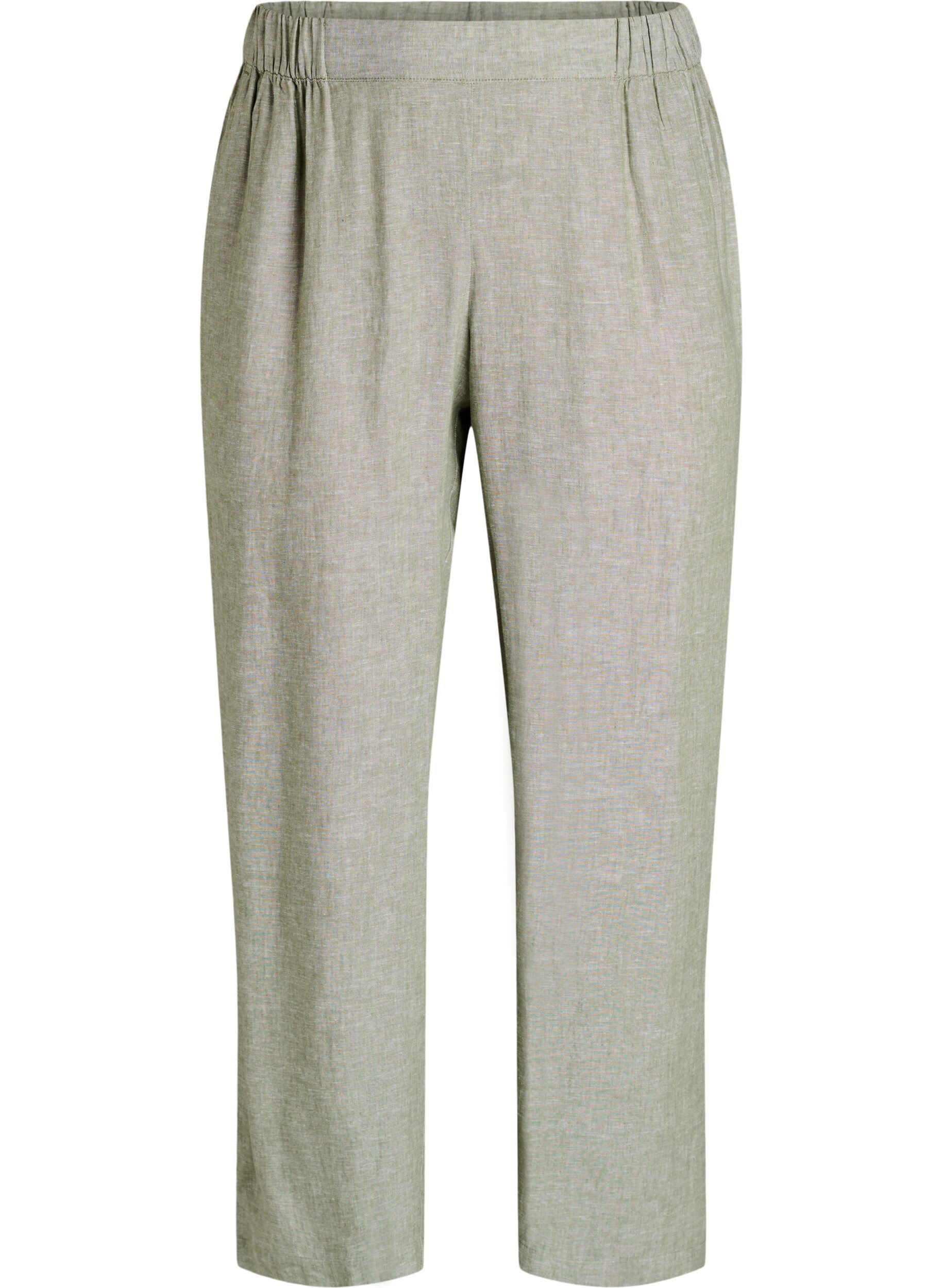 Zizzi Lockere Hose aus Leinen und Viskose, Gr&uuml;n, Packshot image number 0