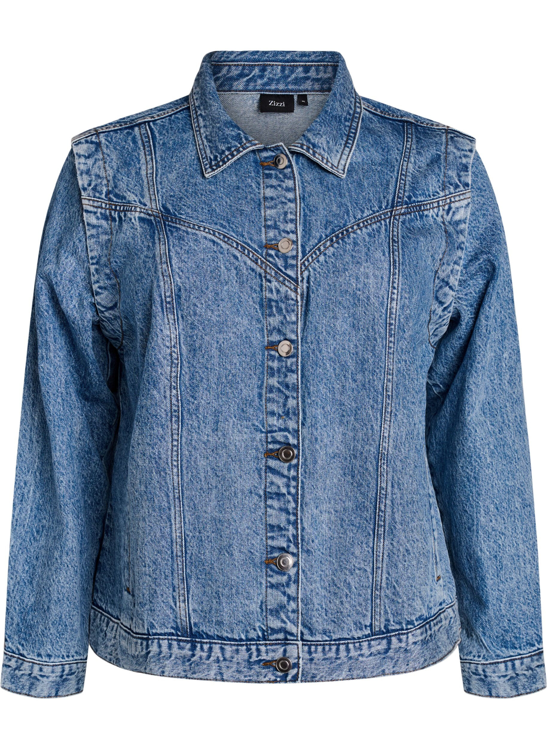 Zizzi Jeansjacke mit abnehmbaren &Auml;rmeln, Blau, Packshot image number 0