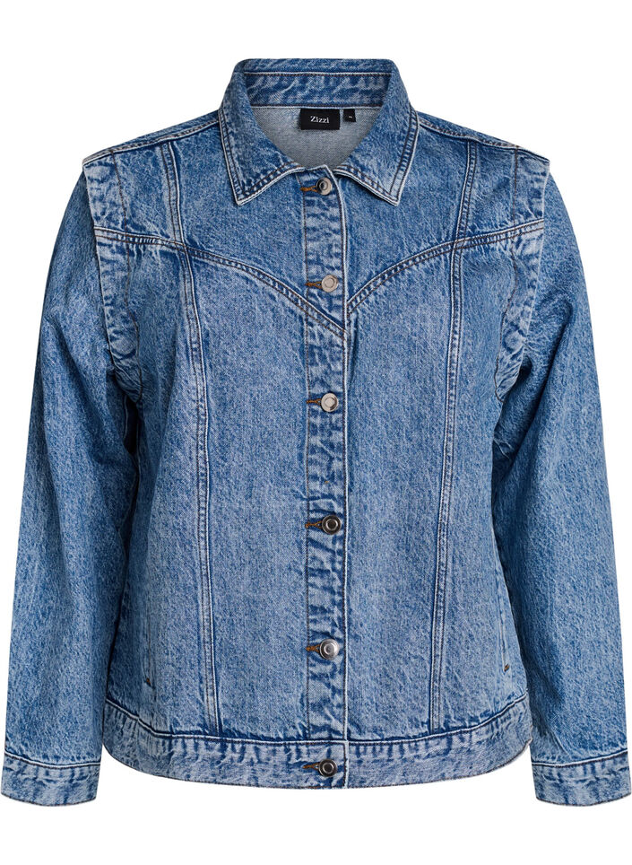 Jeansjacke mit abnehmbaren &Auml;rmeln, Blau, Packshot image number 0