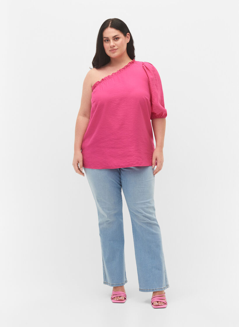 Schulterbluse aus Viskose, Pink, Model image number 1