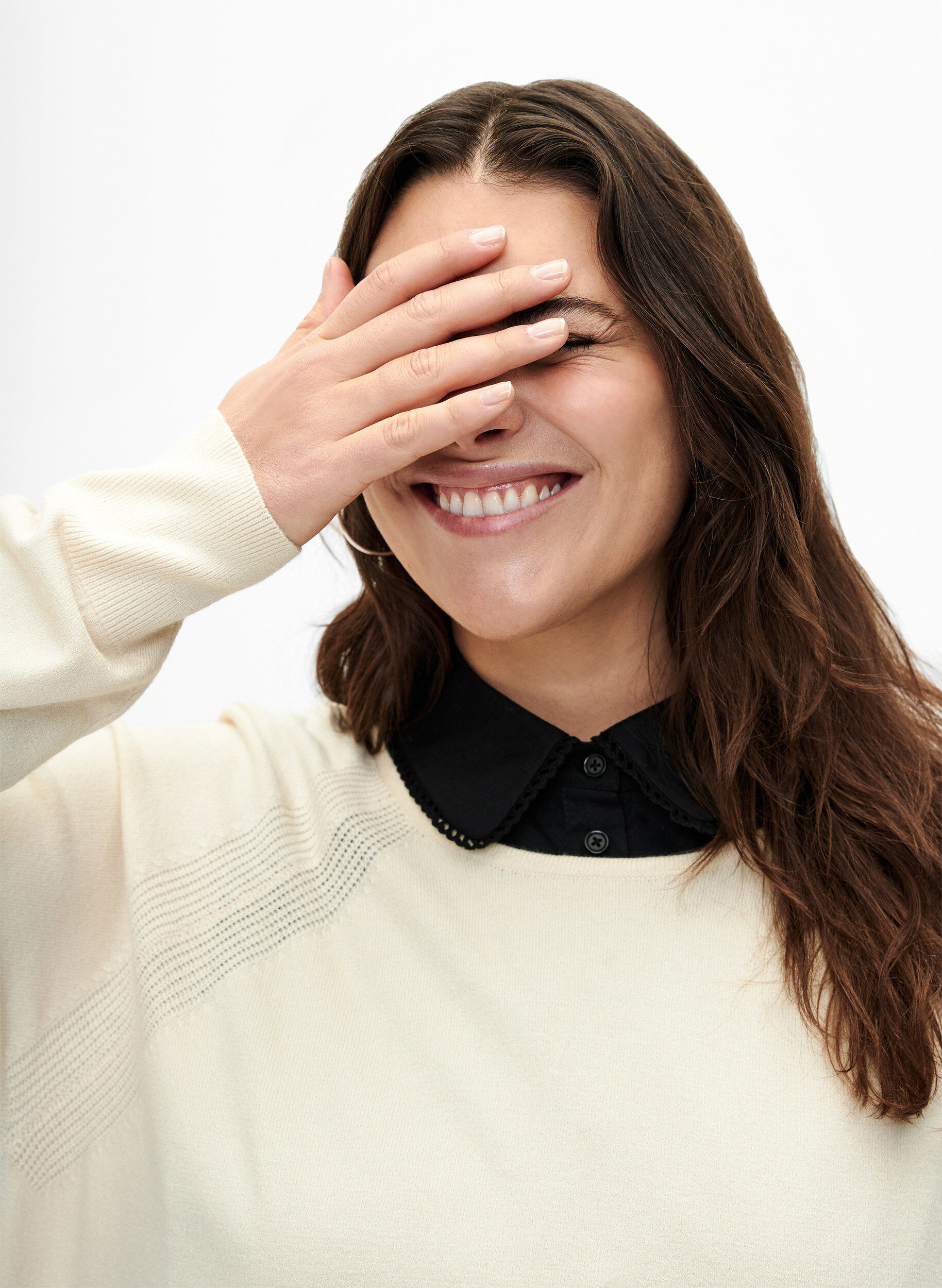 Zizzi Kragen mit Spitzenband, Black, Model image number 1