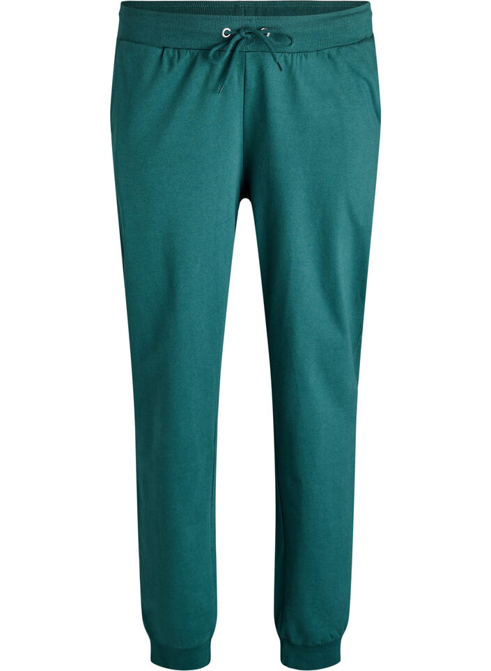 Hoch taillierte Sweatpants aus Baumwolle, Grün, Packshot image number 0