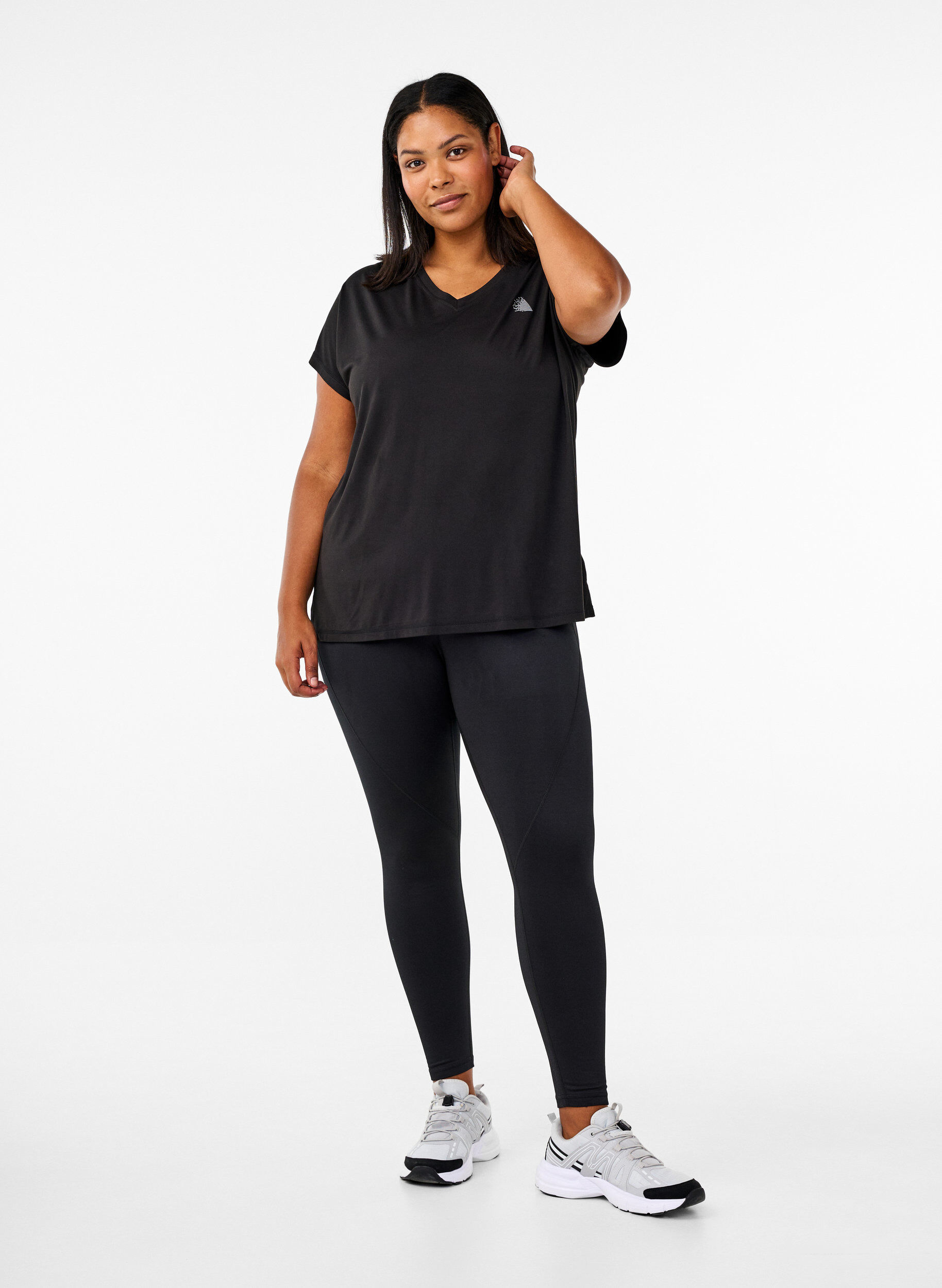 Zizzi Trainingstights mit Fleecefutter, Schwarz, Model image number 1