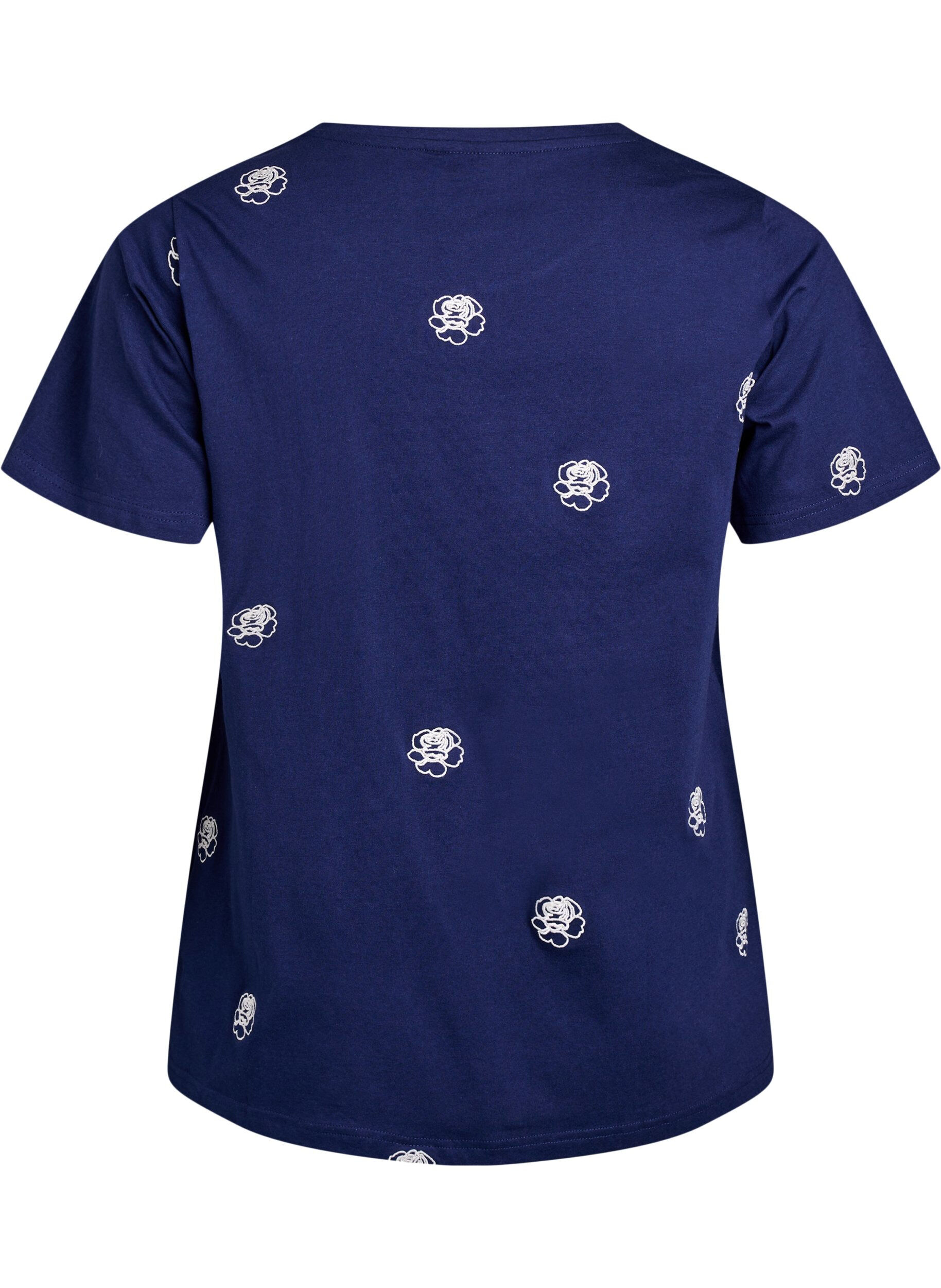ZizziT-Shirt aus Bio-Baumwolle mit aufgestickten Motiven, Blau, Packshot image number 1