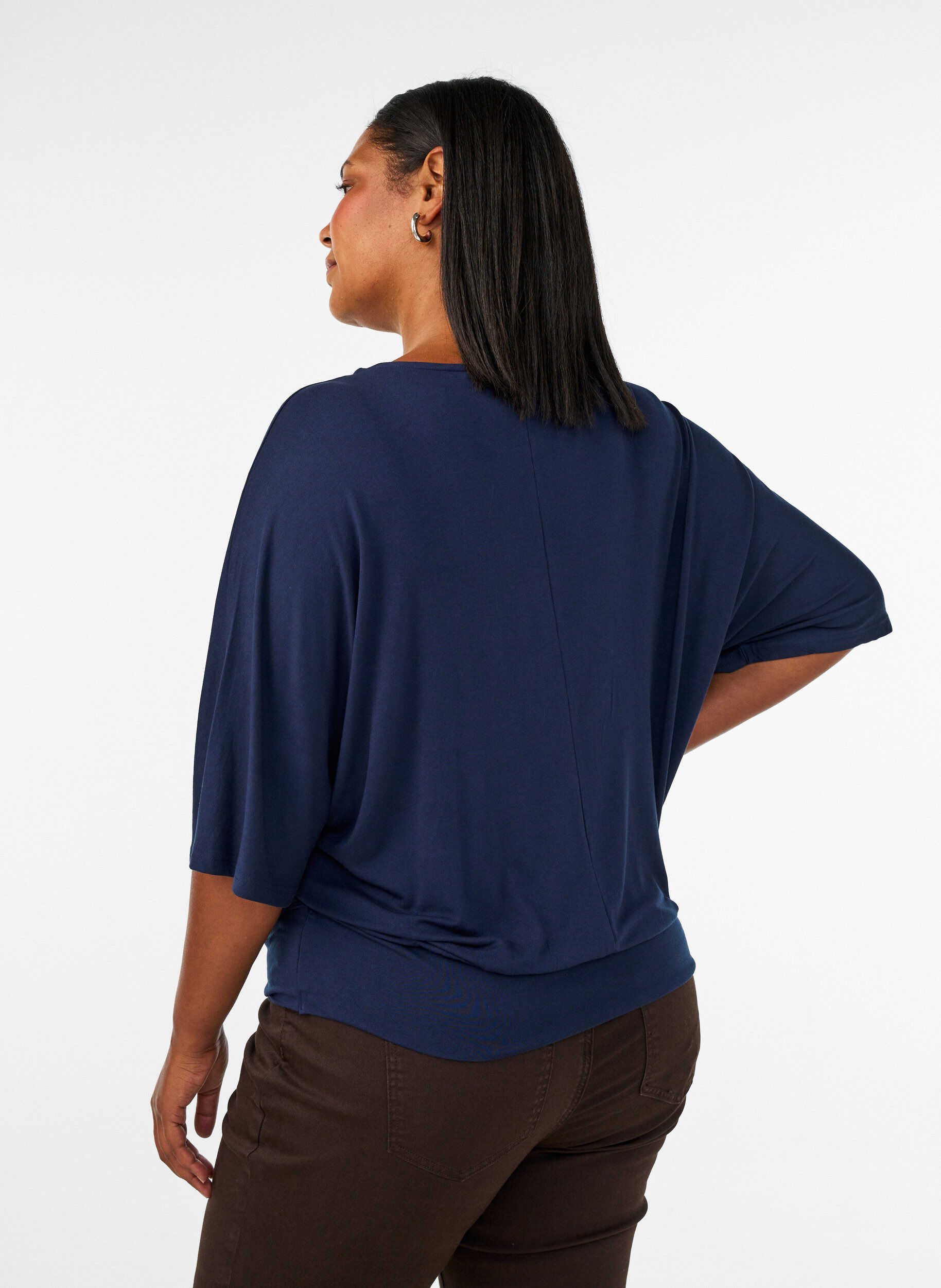 ZizziBluse aus Jersey mit ellbogenlangen Ballon&auml;rmeln, Blau, Model image number 2