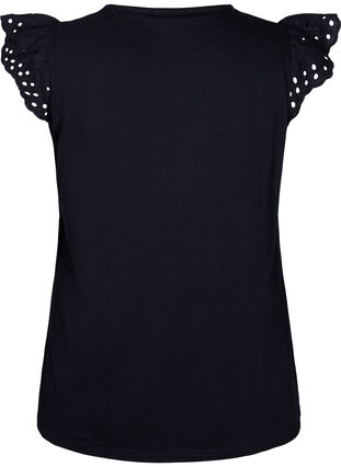 T-Shirt aus Bio-Baumwolle mit Lochstickerei, Black, Packshot image number 1