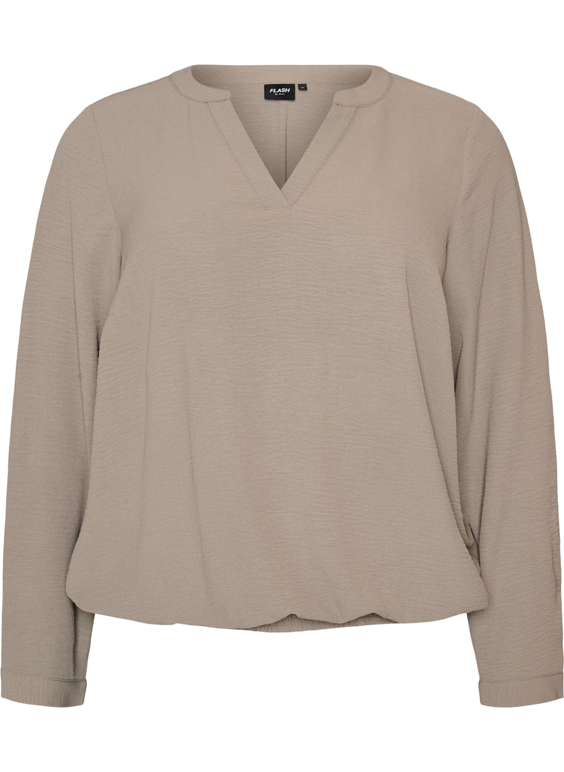 ZizziBluse in Ballon-Silhouette mit V-Ausschnitt, Beige, Packshot image number 0