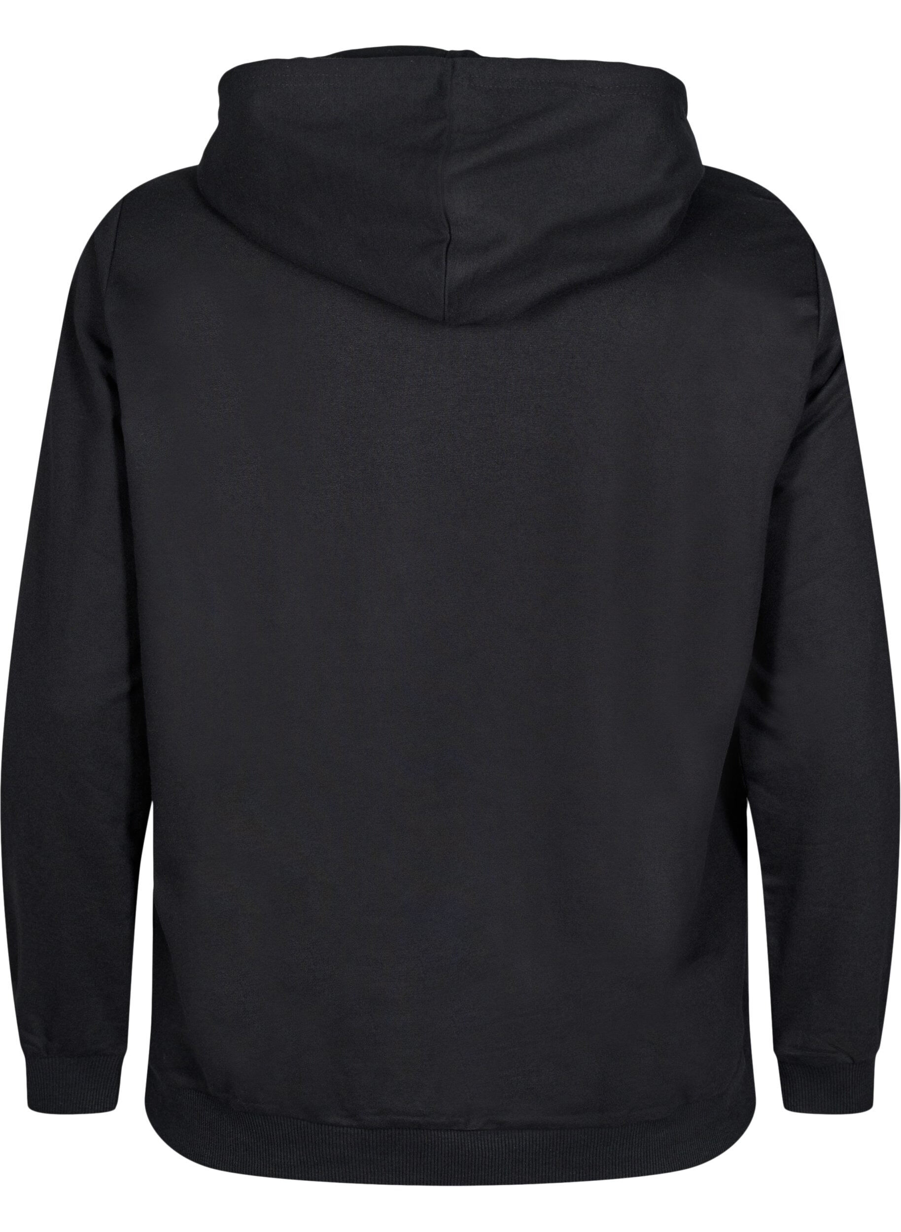 Zizzi Sweatshirt mit Kapuze und Aufdruck, Schwarz, Packshot image number 1