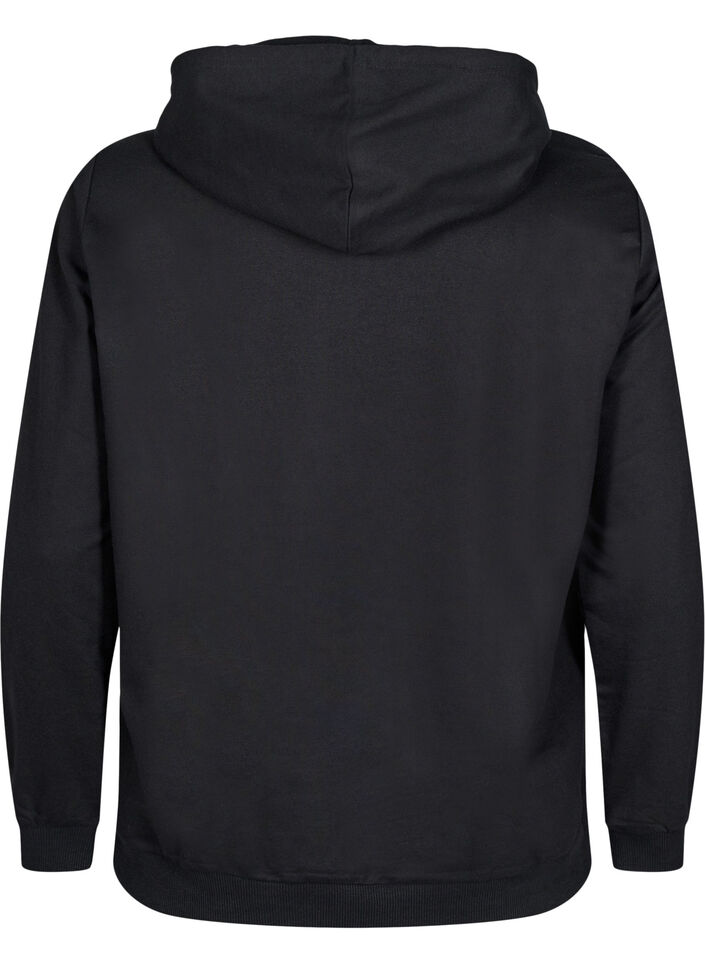 Sweatshirt mit Kapuze und Aufdruck, Schwarz, Packshot image number 1