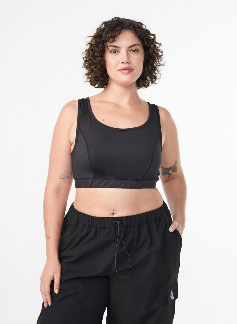 Sport-BH mit Racerback, Schwarz, Model image number 0