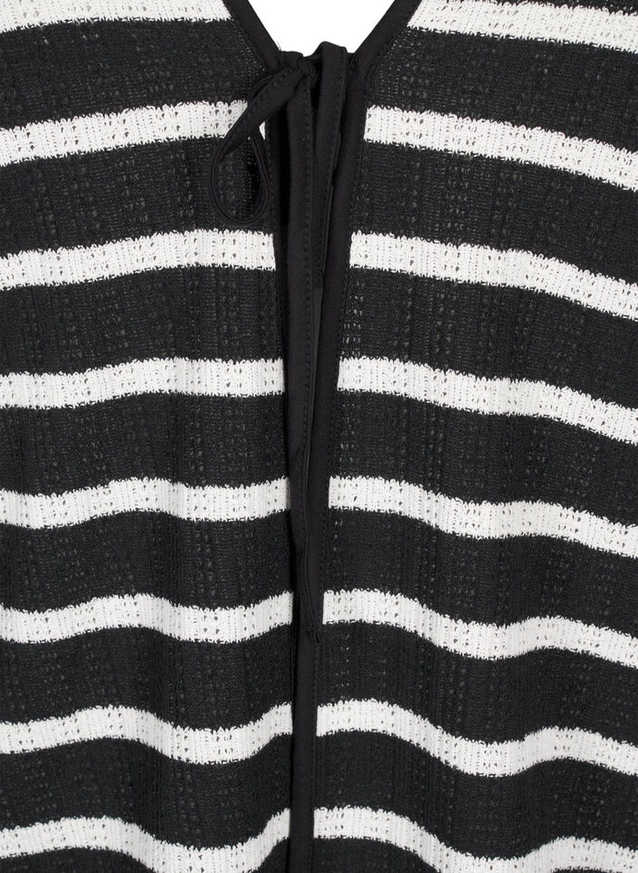 Strickjacke mit Bindebändchen, Black White stripe, Packshot image number 2