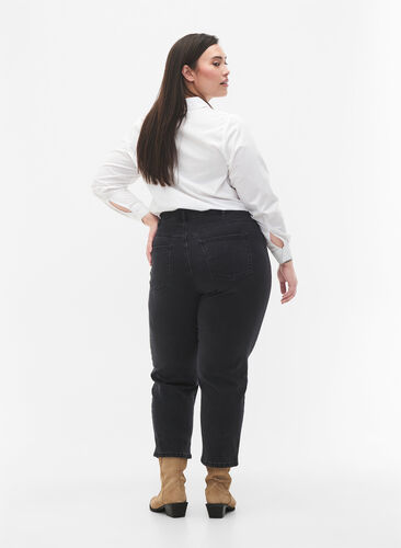 Geschnittene Vera Jeans mit geradem Schnitt, Black, Model image number 1