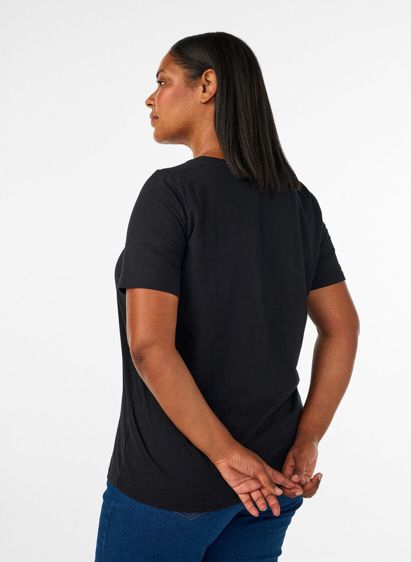 T-Shirt mit Motiv, Schwarz, Model image number 2