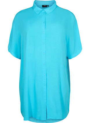Langes Hemd aus Viskose, Blue Atoll, Packshot image number 0