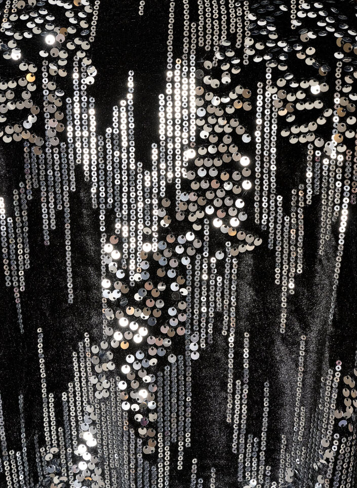 Kurzes Kleid mit Pailletten und Ballon&auml;rmeln, Schwarz, Packshot image number 2