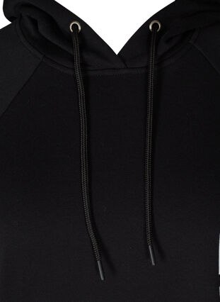 Langes Sweatshirt mit Kapuze und Printdetails, Black, Packshot image number 2