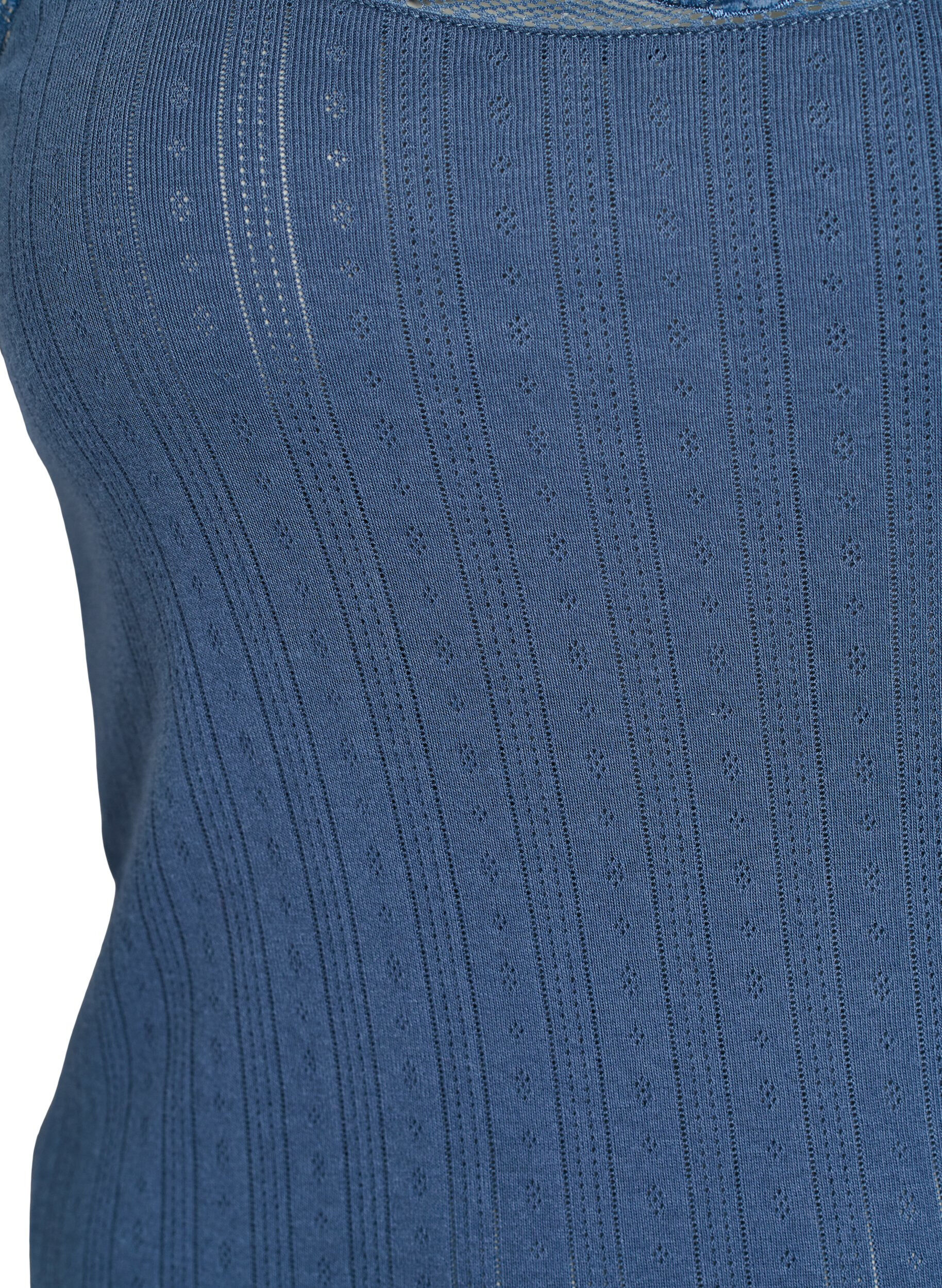 Zizzi Nachthemd mit d&uuml;nnen Tr&auml;gern und Strukturmuster, Blau, Packshot image number 2