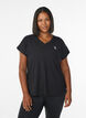 Kurzarm Trainingsshirt mit V-Ausschnitt, Schwarz, Model image number 0