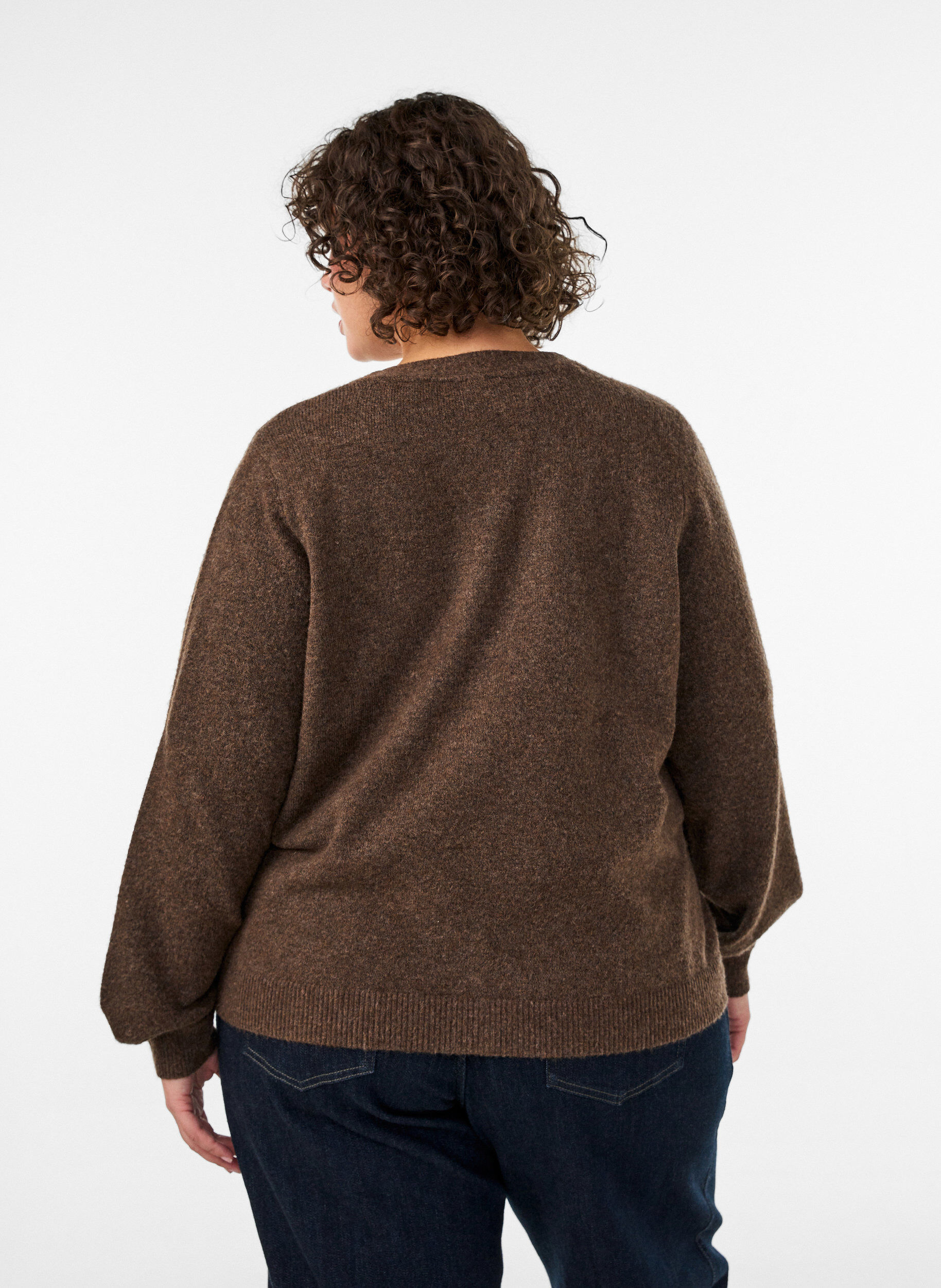 ZizziStrickjacke mit Zierkn&ouml;pfen und V-Ausschnitt, Braun, Model image number 2