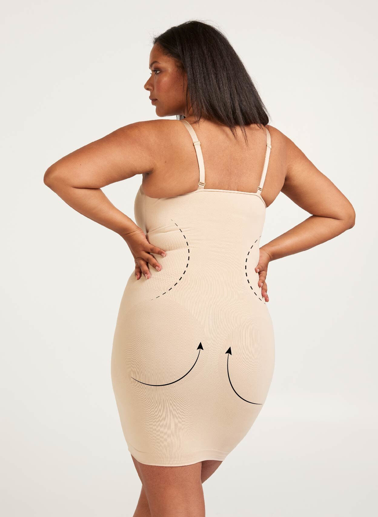 Zizzi Shapewear Kleid mit breiten Tr&auml;gern, Beige, Model image number 1