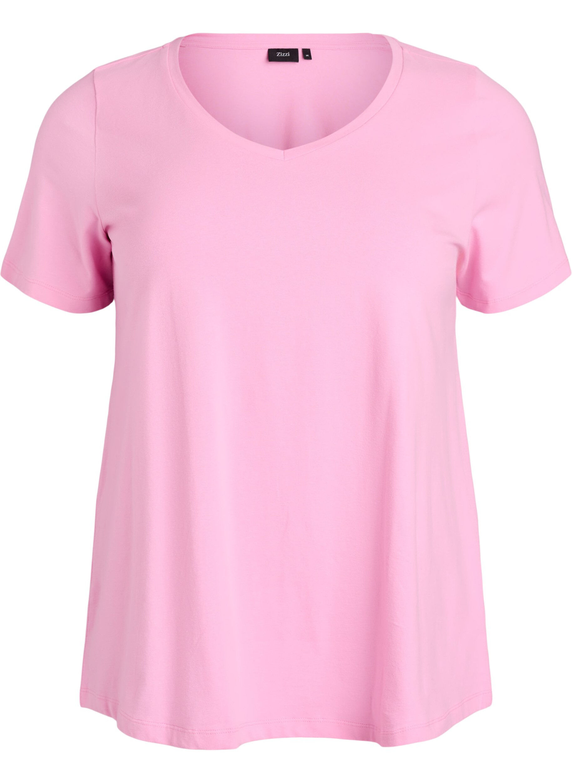 Zizzi Einfarbiges Basic T-Shirt aus Baumwolle, Pink, Packshot image number 0