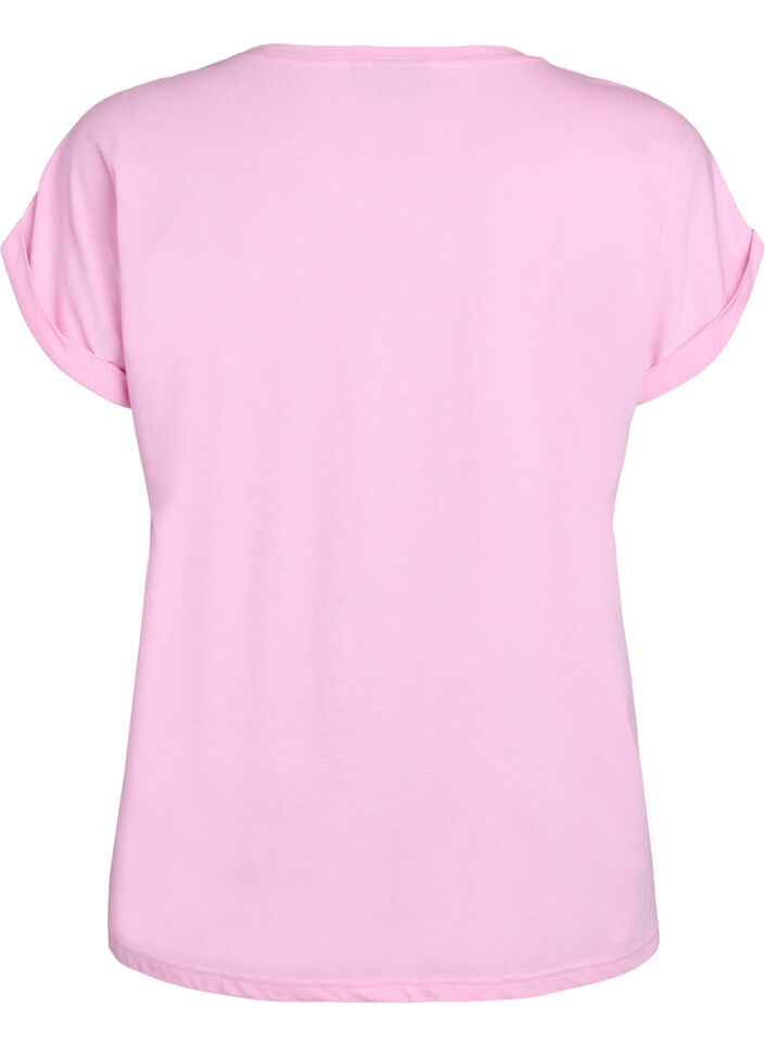Kurzärmeliges T-Shirt aus einer Baumwollmischung, Pink, Packshot image number 1