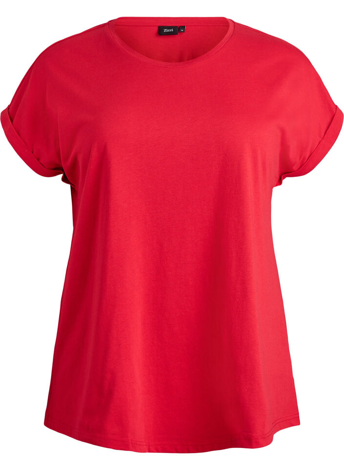 Kurz&auml;rmeliges T-Shirt aus Baumwollmischgewebe, Rot, Packshot image number 0