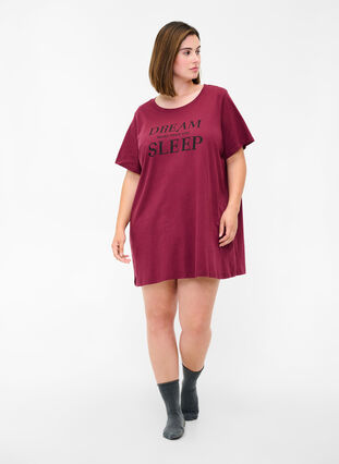 Oversize Nachtshirt aus Bio-Baumwolle, Tawny Port, Model image number 2