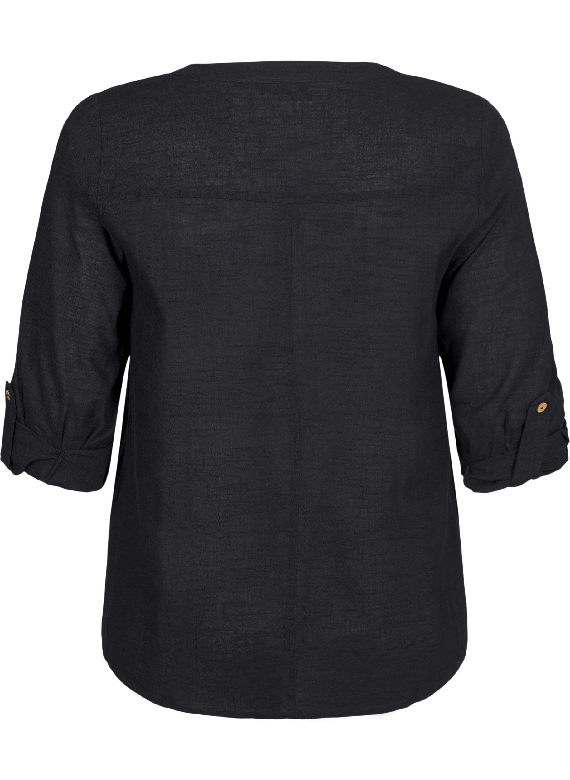 ZizziBaumwollbluse mit V-Ausschnitt, Schwarz, Packshot image number 1