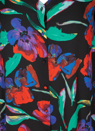 Kurzarm Kleid mit Blumenprint, Black Flower AOP, Packshot image number 2
