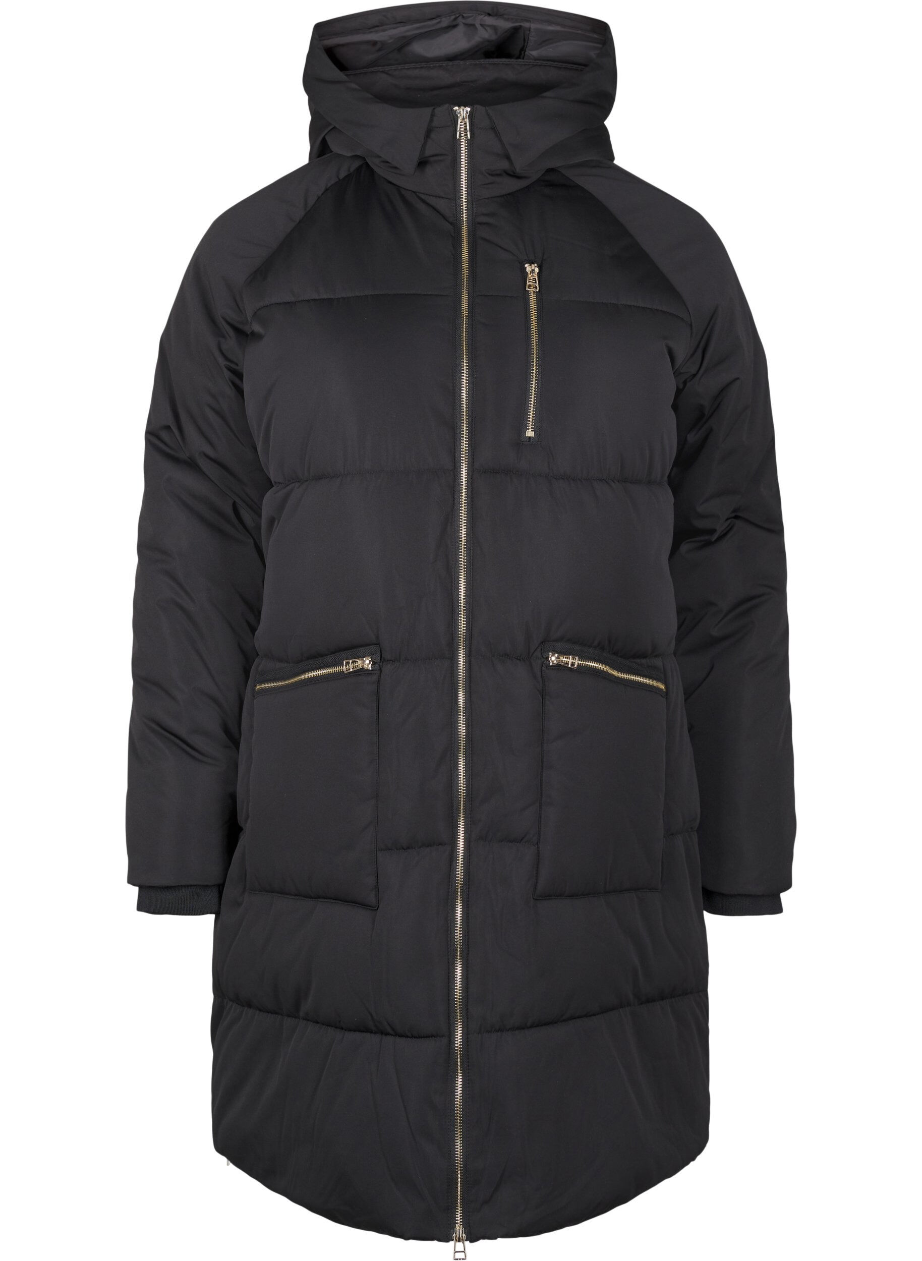 Zizzi Pufferjacke mit Kapuze, Schwarz, Packshot image number 0