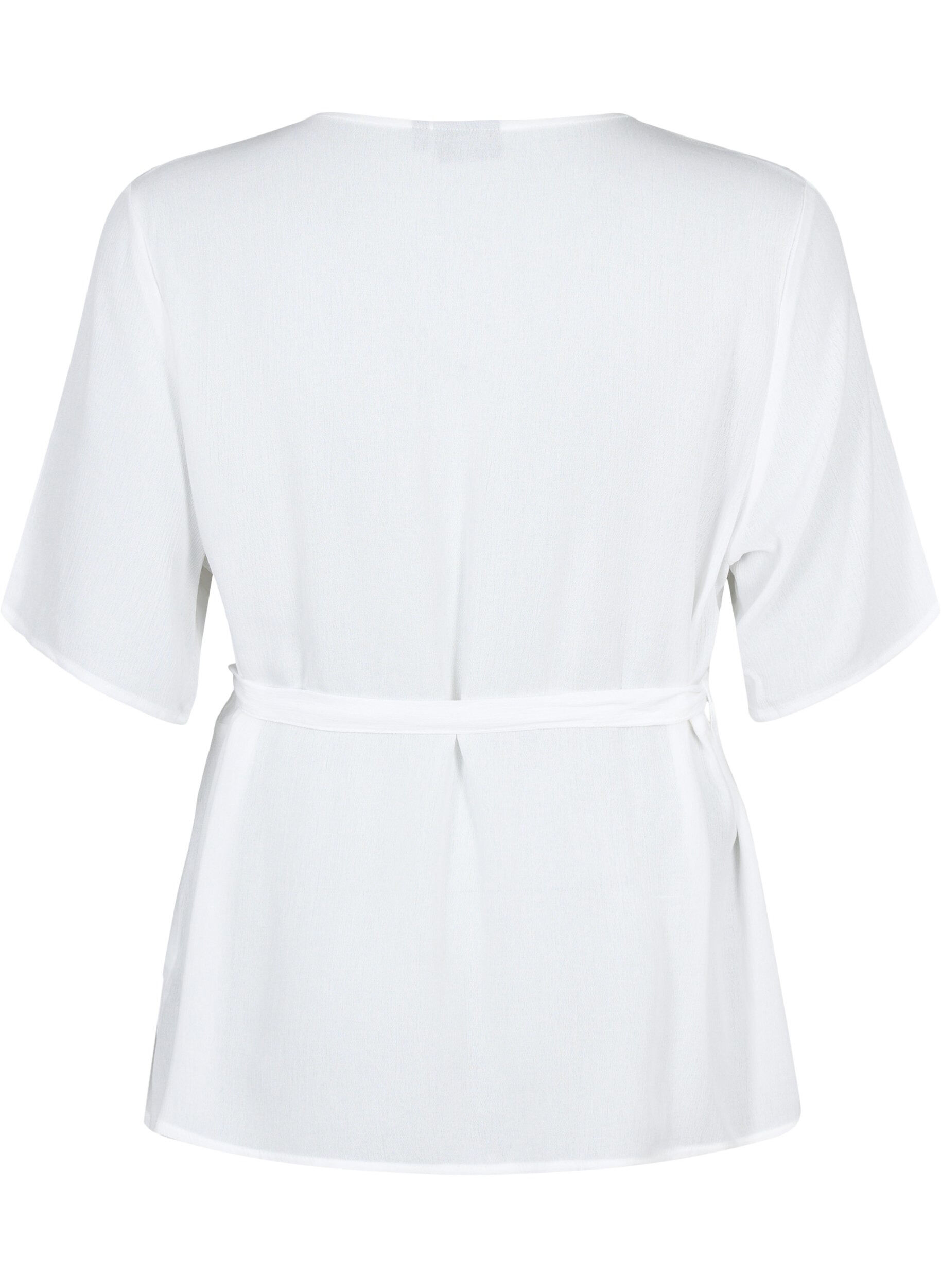 Zizzi Bluse aus Viskose mit Wickel-Optik, Bright White, Packshot image number 1