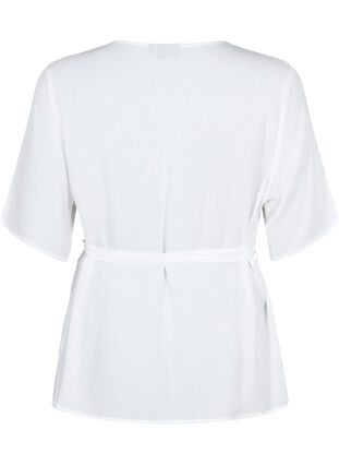 Bluse aus Viskose mit Wickel-Optik, Bright White, Packshot image number 1