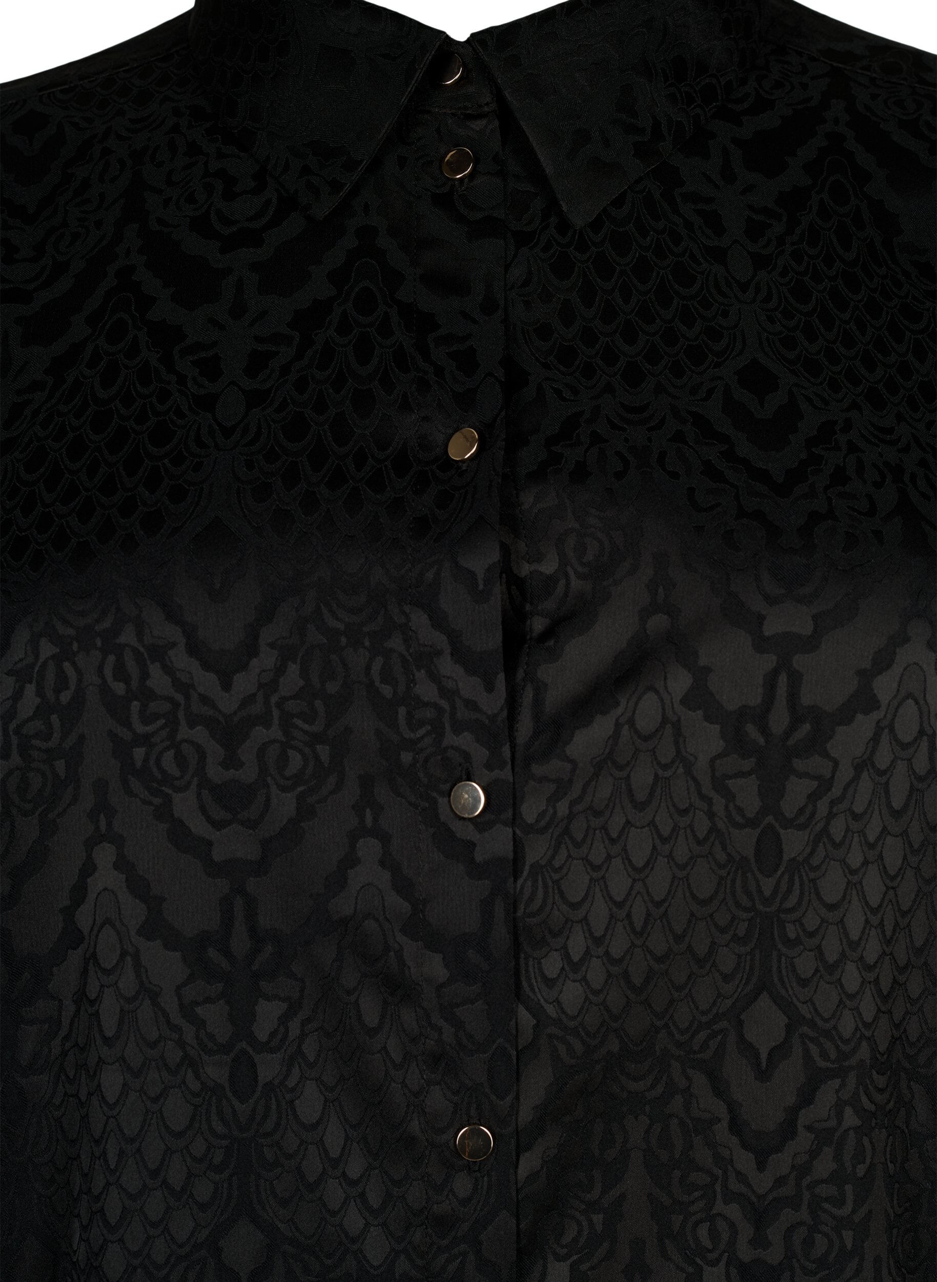 Zizzi Long-Shirt mit Strukturmuster, Black, Packshot image number 2
