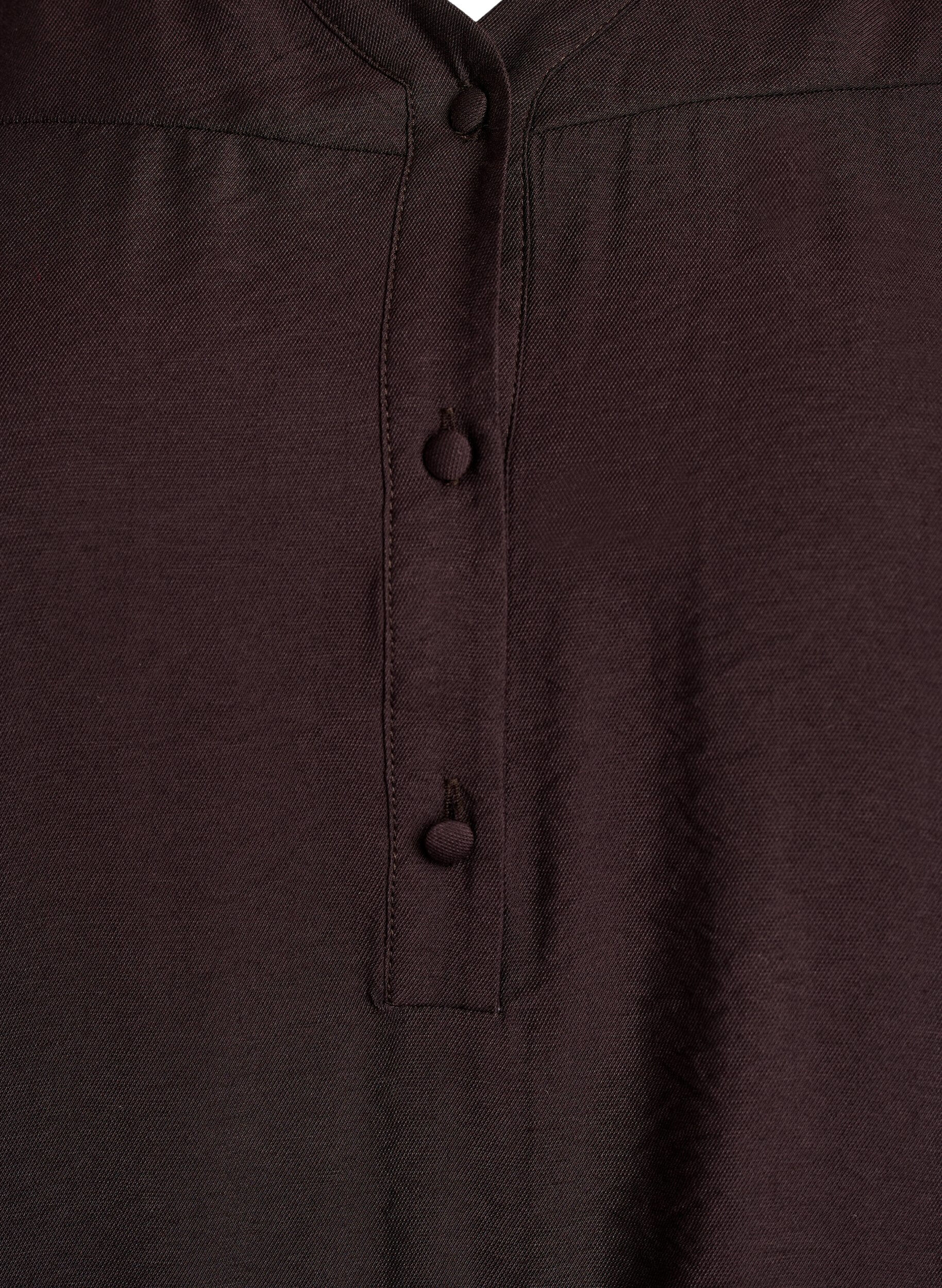 Zizzi Viskose-Bluse mit Puff&auml;rmeln und gerafften Details, Braun, Packshot image number 2