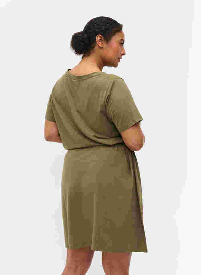 Kurzarm Kleid mit Taillengürtel, Dusty Olive, Model image number 1