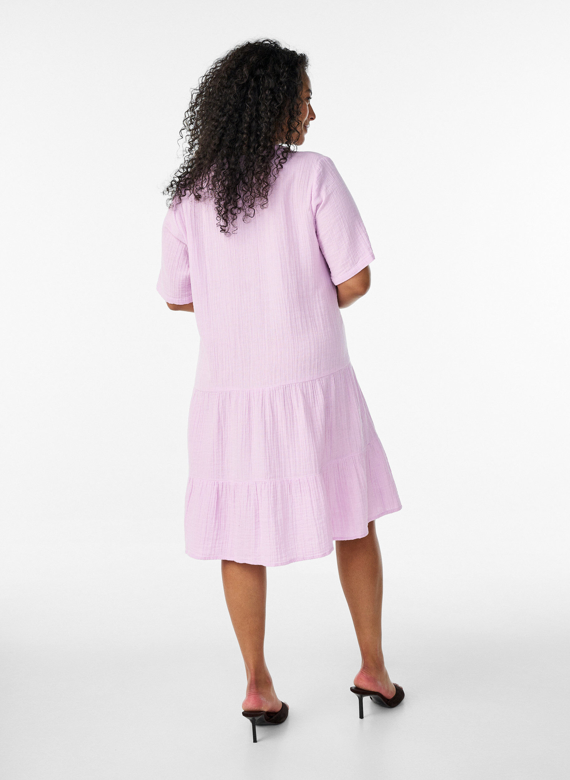 ZizziKurzes A-Linien-Kleid aus Baumwollmusselin, lila, Model image number 2