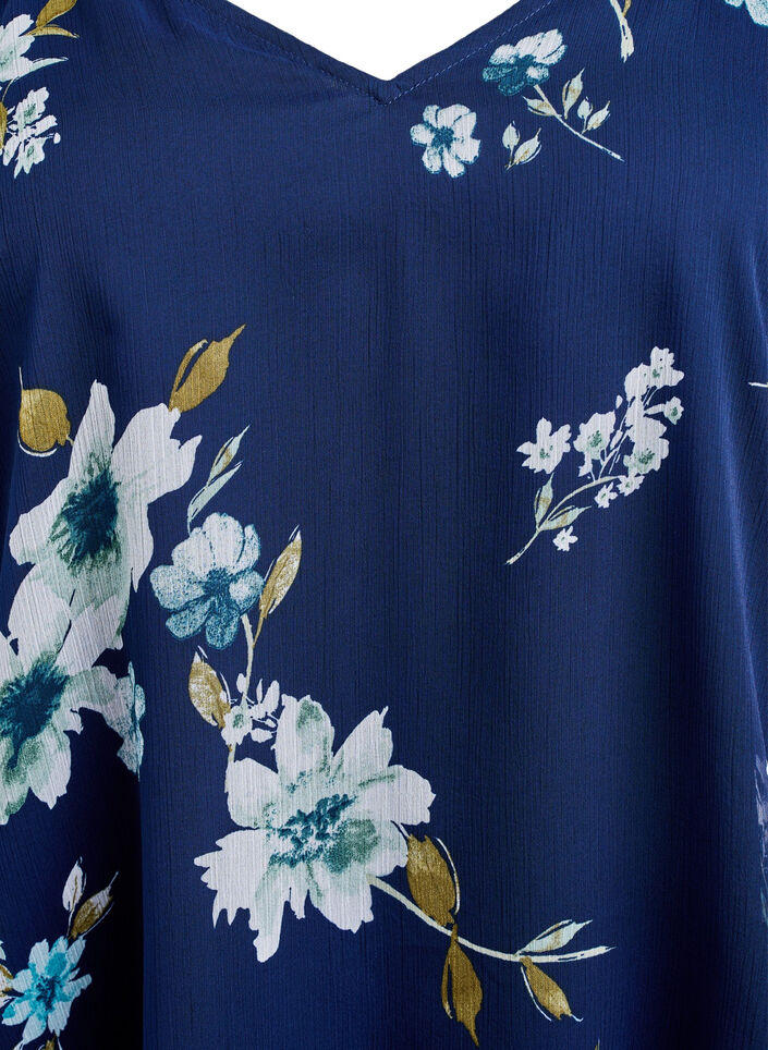 Bluse aus Chiffon mit geblümtem Print und langen Ärmeln, Blau, Packshot image number 2