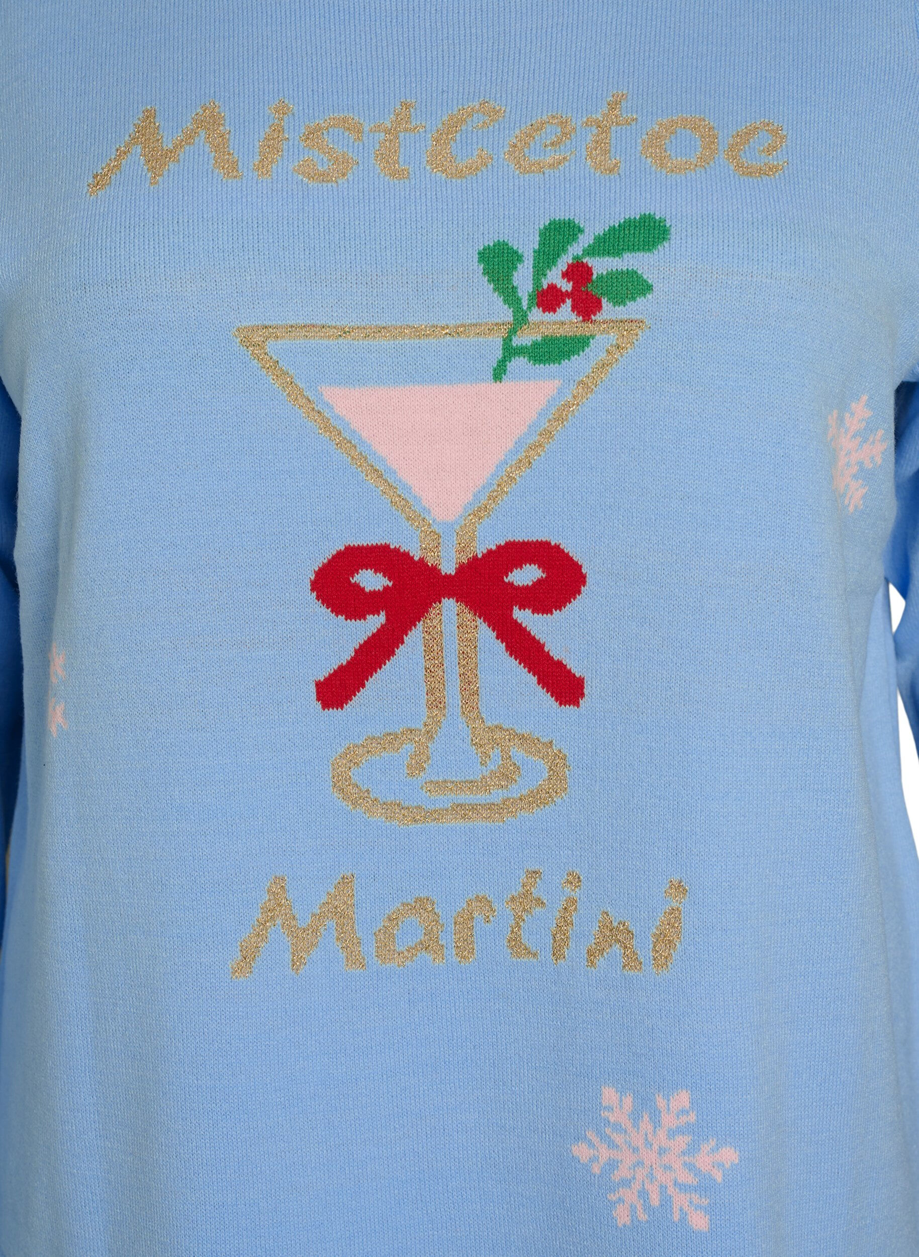 ZizziStrickbluse mit Weihnachtsmotiv, Blau, Packshot image number 2