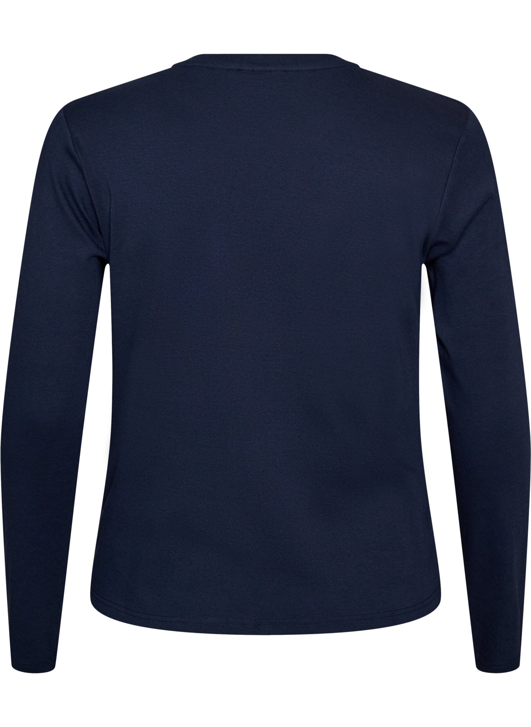 ZizziLangarm-Basic-T-Shirt mit Rundhalsausschnitt, Blau, Packshot image number 1