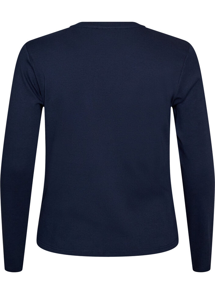 Langarm-Basic-T-Shirt mit Rundhalsausschnitt, Blau, Packshot image number 1