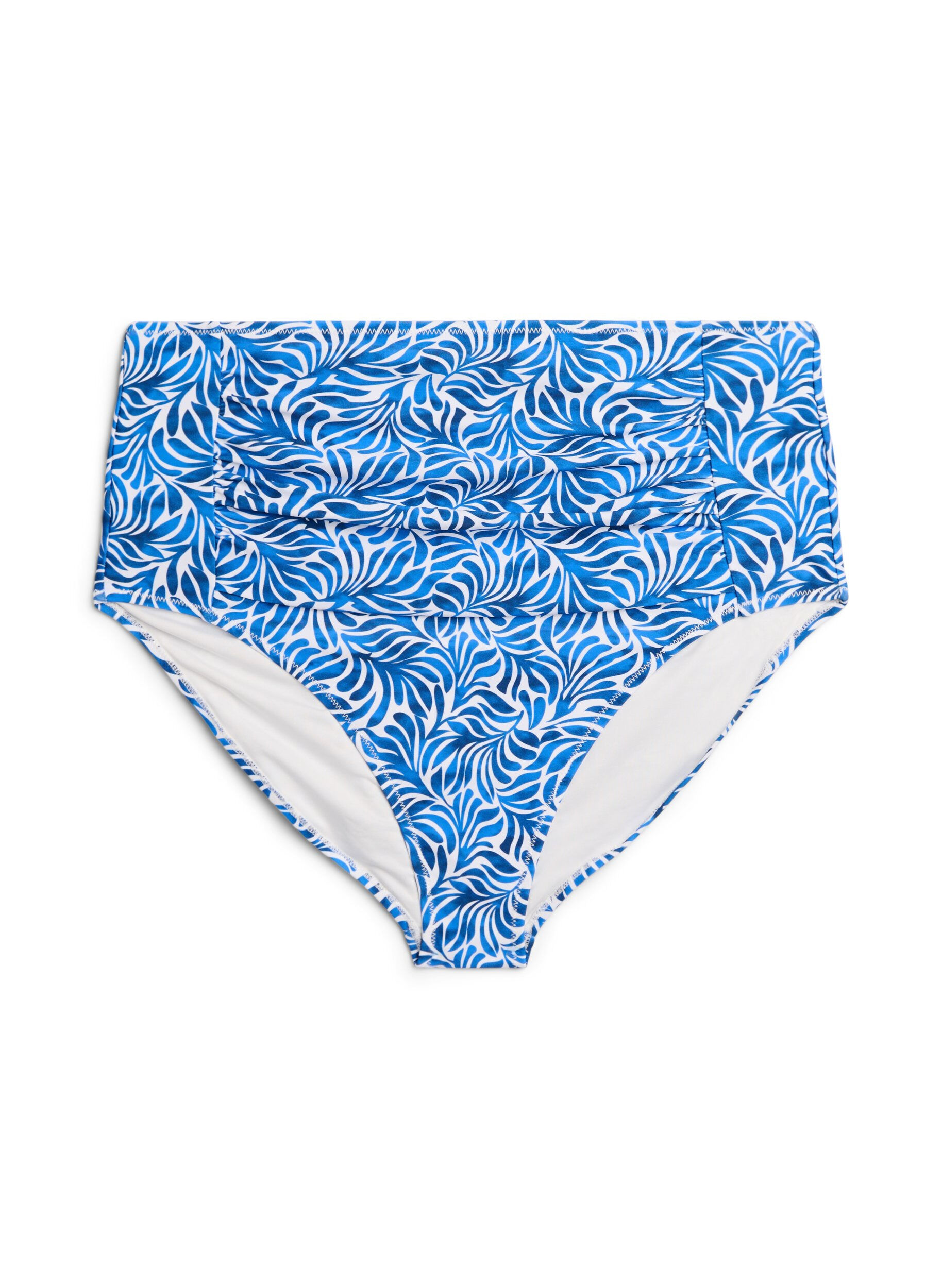 Zizzi Bikini-Slip mit Print und hoher Taille, Blau, Packshot image number 0