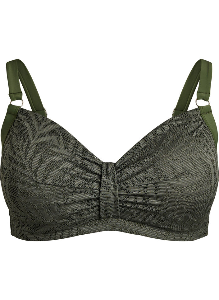 Bikini Top mit strukturiertem Mesh und herausnehmbarer Polsterung, Gr&uuml;n, Packshot image number 0