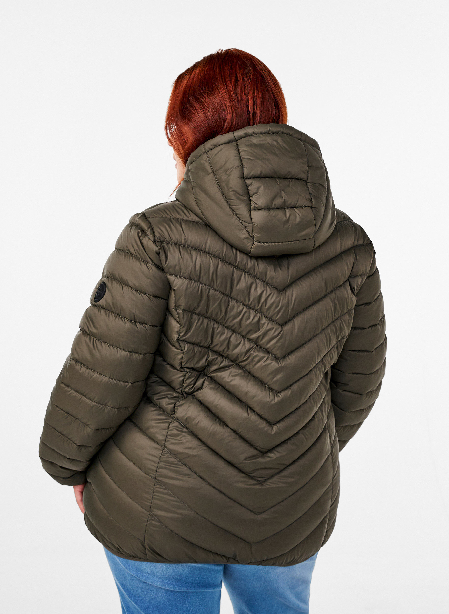 Zizzi Leichte Jacke mit Kapuze, Gr&uuml;n, Model image number 2