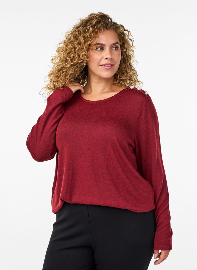 Bluse mit Zierkn&ouml;pfen, Rot, Model image number 0
